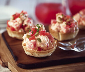 Watermelon chicken salad tortilla cups