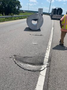 CAUTION: ALDOT repairing bridge and ramp damaged by steel coil at I-65, I-565 interchange