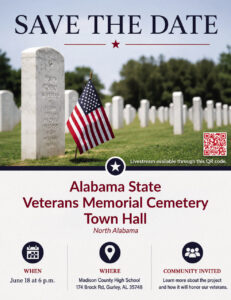 Town Hall set for veterans cemetery in North Alabama