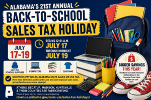 Alabama back-to-school sales tax holiday comes July 17-19