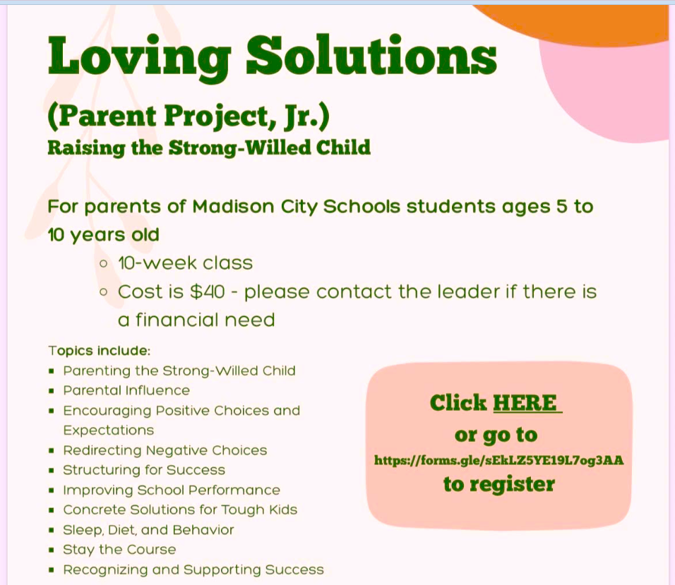 MCS' 10-week class, ‘Raising the Strong-Willed Child,' to begin Sept 14