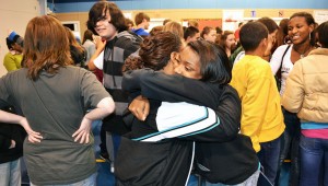 Students interact during a Challenge Day session.  (CONTRIBUTED)   