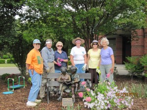 Madison Garden Club members working at the library are, from left, Melissa Kirkindall, Gail Futoran, Brenda Willis, Suzanne Kirkhuff, Ann Battcher and Norma Perry.