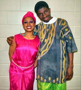 Berencia Fore and Fred Daso modeled clothing from Africa at the Bob Jones International Festival. (CONTRIBUTED)