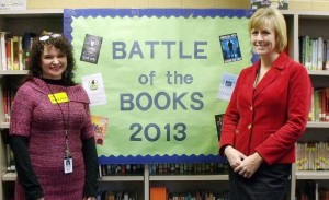 Media specialists Jennifer Padgett and Sandy Brand readied students for the "Battle of the Books." (CONTRIBUTED)  