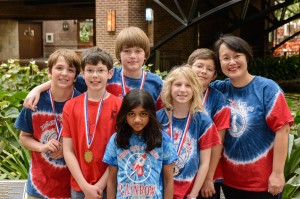 Rainbow Chess Team members at the Opryland Hotel are, from left, Boone Ramsey, Mitch Bedard, Jenson Wilhelm, Aparna Bhooshanan, Mercedes Zich, Michael Guthrie and coach Ranae Bartlett. (CONTRIBUTED) 