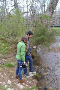 Bob Jones students Morgan Pennington and Param Patel take GPS readings at Indian Creek Greenway. (PHOTO / ERIC ANDERSON) 