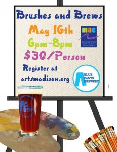 The "Brushes and Brews" painting class will be held at Blue Pants Brewery on Thursday at 6 p.m. (CONTRIBUTED) 