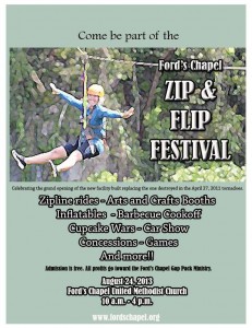 The Ford's Chapel Zip & Flip Festival will be held on Aug. 24 from 10 a.m. to 4 p.m. (CONTRIBUTED) 