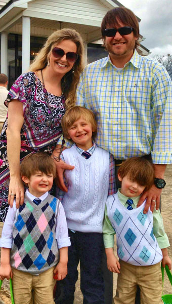 Kelli Nichols (standing, left) is shown with husband Chad and sons Cameron, Asher and Deacon. (CONTRIBUTED) 
