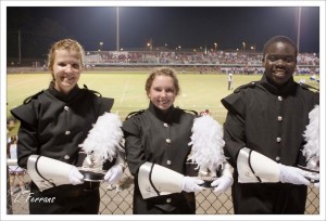 Mary Beth Gordon (from left), Julianna Darby and Jordan Ceasar are drum majors for the Sparkman High School Band. (CONTRIBUTED) 