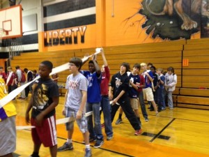 Seventh-grade boys at Liberty interacted for team building on Leadership Day. (CONTRIBUTED) 