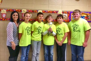 The sixth-grade LEGO Robotics team at Madison Elementary School earned first place in regional competition. The team includes (in random order) Ellie Cornett, Hugh Mitchell, Michael Nichols, Jeremy Sailors and Tom Teper. Mia Reed is sponsor. (CONTRIBUTED) 
