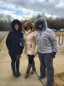 Brave teachers at Mill Creek Elementary School face the bone-chilling temperatures while working in the car line. (CONTRIBUTED) 