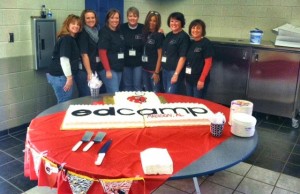 EdCamp organizers ready to serve cake are Joan Comer, from left, Amy Thaxton, Alyson Carpenter, Missy Coman, Carmen Buchanan, Angie Bush and Jackie Flowers. (CONTRIBUTED) 