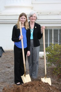 MADISON - Columbia student Courtney Horn helped Alabama First Lady Dianne Bentley plant a tree for Arbor Week. (CONTRIBUTED)