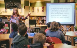 Media specialist Emily B. Wolfe discusses digital citizenship with West Madison students. (CONTRIBUTED) 
