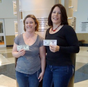 Emily Krause, left, and Julie Detlor each won $50 for "Most Participation" in Hogan Family YMCA's Meltdown Mania. (RECORD PHOTO/GREGG PARKER 