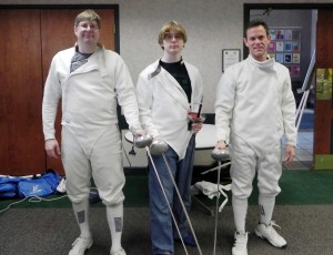 David Young, from let, Isacc Young and Robert Parks with Huntsville Fencing Club demonstrated the centuries-old sport at Madison Public Library. (CONTRIBUTED) 
