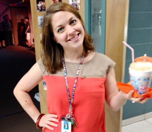 Courtney Elrod, who teaches drama and digital communications at Liberty Middle School, relishes her ice cream float during Teacher Appreciation Week. (CONTRIBUTED) 