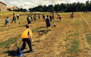Students at Columbia Elementary School engage in games on new soccer fields. (CONTRIBUTED) 