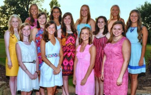 Symphony Ball Debutantes include McCarley Buchanan, front from left, Brooke Taylor, Emily Mantooth and Lindsay Birchfield; Eleanor Burke, middle from left, Carol Ann Kelly, Cara Sharpe, Grace Greco and Emily Brown; Brinn Loftin, back from left, Emily Knowling, Allie Hergert and Alexandra Herring. (CONTRIBUTED) 