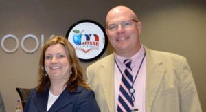 James Clemens Principal Dr. Brian Clayton introduced Allison Miller as an assistant principal during a Madison Board of Education meeting. (CONTRIBUTED) 