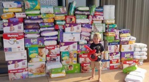 The Great Diaper Drive will hold a 'diaper shower' at KidVenture on Sept. 7 from noon to 6 p.m. This photo shows some donations in 2013 for Manna House and Crisis Services of North Alabama. (CONTRIBUTED)