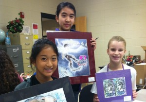 Ange Long, from left, Victoria Lee and Meredith Martin will be honored on Redstone Arsenal for their winning artwork in the Hispanic Heritage Month program. (CONTRIBUTED) 