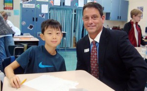Andrew Shen, at left, consulted with Madison Mayor Troy Trulock during his U.S. presidential bid in the Rainbow Elementary School enrichment program. (CONTRIBUTED) 