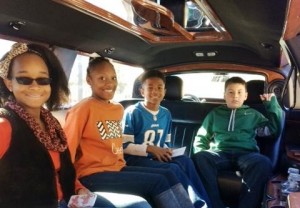 For their outstanding fundraising, Danielle Smith, from left, Octavia Vaughn, Avery Moore and Blake Tweedie were among 19 Liberty students 'whisked away' in a limousine for lunch at Stevie B's Pizza. (CONTRIBUTED) 