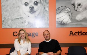 Amy Smith, human resources manager, and Michael Locke, operations manager, are shown at Big Heart Pet Brands in Decatur. The company's $20,000 donation to Hand in Paw therapy perpetuates wishes of the late Sasha Dison, whose outreach has helped pets in distress through 'Taking Care of Paws - Sasha's Way." (CONTRIBUTED) 