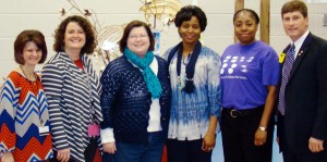 Participants in Endeavor Elementary School fourth-graders' program, "What Makes Alabama Special?," included teachers Lori McCoy, from left, and Cindy Pressnell, assistant principal Jenny McAlister, teachers Marlo Freeman and Pamela Henson and Sen. Bill Holtzclaw. (CONTRIBUTED) 
