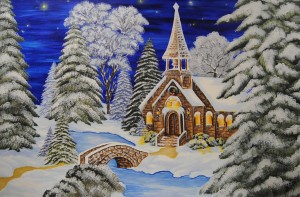 "My Christmas" by Nadiya Smyrnova is one of five cards on Christmas Card Lane up for auction. Madison Arts Council will accept bids through Dec. 29 at 5 p.m. (CONTRIBUTED) 