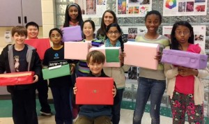 Junior Leaders at Mill Creek Elementary School proud show off the "Sweet Treats for Sweet Hearts" boxes for the Neonatal Intensive Care Unit (NICU) at Huntsville Hospital. (CONTRIBUTED) 