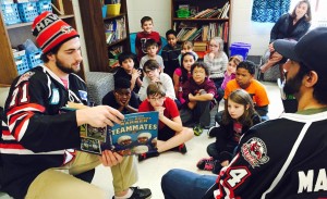Huntsville Havoc hockey players visited Horizon Elementary School as guest readers during "Read Across America." (CONTRIBUTED) 
