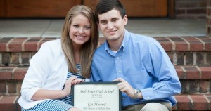 Hillary Hale and her finance Will Bowen hold the "Most Likely to Get Married" certificate that they received as students at Bob Jones High School. Their wedding date is July 11. (CONTRIBUTED) 