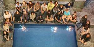 The technical crew of "Metamorphoses" surrounds the on-stage pool. Show dates are April 16-18 at 7 p.m. in the James Clemens High School auditorium. (CONTRIBUTED) 