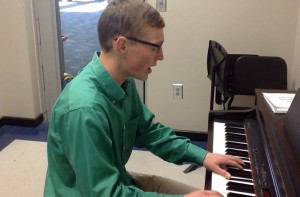 At James Clemens High School, Raleigh Schmidt records his first-place winning song for German Day at the University of Alabama. (CONTRIBUTED) 