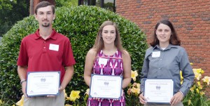 Nathan Anderton, from left, Rachel Guthrie and Gina Hopp were among recipients of college scholarships from Huntsville/Madison County Builders Foundation. (CONTRIBUTED)