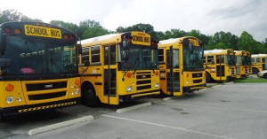 Madison parents can monitor the location of their child's school bus with a service that Spatial Net Inc. offers. The buses shown here are parked at the district's transportation center at 217 Westchester Road. (Record photo / Gregg Parker)