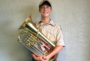 Britton Beane was selected to perform with the National Order of the Arrow Conference Band. Beane, shown with his baritone, also plays tuba with James Clemens High School Band. (CONTRIBUTED) 