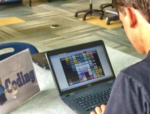 Jonathan Hartfield, a junior at James Clemens High School, constructs computer coding in Maker Spaces during Refuel.  (CONTRIBUTED)