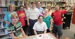 Members of a Next Chapter Book Club chapter enjoy an impromptu birthday party at Madison Public Library. Rotary Club of Madison recently donated $2,000 to NCBC chapters in Madison. (CONTRIBUTED) 