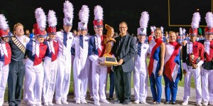 Section leaders, drum majors, color guard members and instrumentalists in Bob Jones High Band receive their cache of awards in Hendersonville, Tenn. (CONTRIBUTED) 