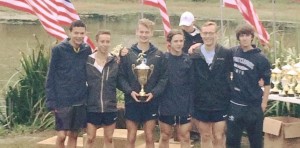 The James Clemens boys broke the school record at the Jesse Owens cross-country course at the Oakville Indian Mounds and finished second Saturday. (Contributed/Katy Soto)