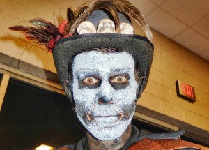In “The Axeman’s Requiem,” Daniel Darnell is horrifying as Baron Samedi, thanks to special-effects makeup by J.P. DiPietro at Bob Jones High School. CONTRIBUTED