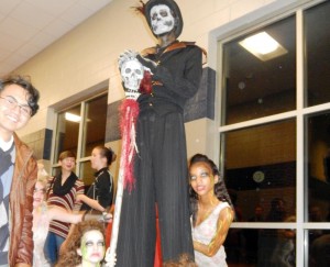 J.P. DiPietro, at left, created makeup designs for these characters in “The Axeman’s Requiem,” Bob Jones High School's one-act play that won in state competition and qualified for Southeastern Theatre Conference. CONTRIBUTED