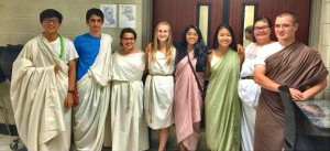 Latin students from Bob Jones High School dressed appropriately for the toga banquet at their state convention. CONTRIBUTED