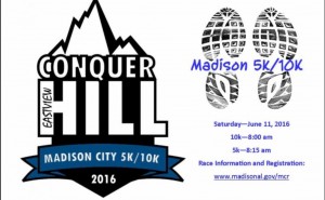 The 2016 Madison City 10K/5K Race, nicknamed "Conquer Eastview Hill," will be held June 11. CONTRIBUTED